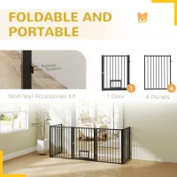 PawHut 5 Panels Dog Playpen, Foldable Portable Pet Playpen with Door, for Small & Medium Dogs, 30"H(m-6)