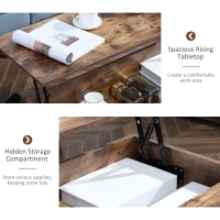 HOMCOM Lift Top Coffee Table with Hidden Storage Compartment Lift Tabletop Center Table for Living Room, Rustic Brown(m-5)