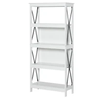 HOMCOM 4-Tier Bookcase, Display Shelf, Unit Storage Rack Organizer for Living Room, Office - White(m-2)