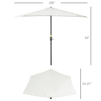 Outsunny 9ft Half Patio Umbrella Round Balcony Umbrella Waterproof Window Sun Shade w/ 5 Ribs Beige(m-3)