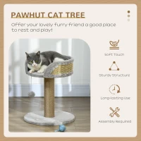 PawHut Cat Tree with Scratching Post, Toy Ball, Perch, Small Cat Tower for Indoor Cats - 16" x 16" x 19", Grey(m-4)