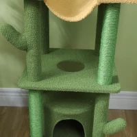 PawHut 89"-100" Floor to Ceiling Cat Tree Cat Tower for Large Cats w/ Scratching Posts, Grooming Brush Post, Cat Condo, Green(m-10)