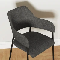 HOMCOM Dining Room Chairs Set of 2, Fabric Kitchen Chairs with Armrests and Steel Legs for Living Room, Black(m-10)