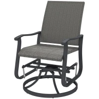 Outsunny Rattan Patio Glider, Wicker Outdoor Glider Swivel Chair with Steel Frame, High Back for Backyard Porch, Grey(m-2)