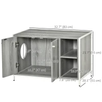 PawHut Cat Litter Box Enclosure Hidden Cat Furniture Cabinet Indoor Cat Washroom Double-door Nightstand End Table with Damping Hinge Multiple Storage Place Adjustable Partition Grey(m-3)