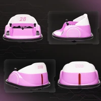 Qaba 12V Bumper Car for Toddlers, Ride On Car with 360 Degree Remote Control, Lights Music Horn, for 1.5-5 Years, Pink(m-10)