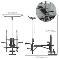 Soozier Adjustable Weight Bench with Pulley System for Home Gym Full Body Workout(m-3)