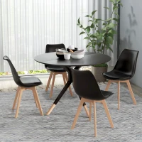 HOMCOM Modern Dining Table Chairs Set of 4, Rubber Wood Kitchen Table Chairs with PU Leather Cushion for Living Room, Bedroom(m-8)