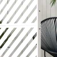 Outsunny 6.5FT Decorative Outdoor Divider, Metal Privacy Screen with Stand, Triangle Style, White(m-9)