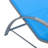 Outsunny 3 Pieces Patio Pool Lounge Chairs Set, Outdoor Chaise lounge with 2 S-Shaped Sunbathing Chairs and a Glass Top Table, for Yard Garden, Blue(m-7)
