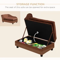 PawHut Pet Sofa Dog Couch Chaise Lounge Pet Bed with Storage Function Small Sized Dog Various Cat Sponge Cushioned Bed Lounge, Brown(m-5)