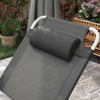 Outsunny Outdoor Sun Lounger, Folding Chaise Lounge with 4-level Adjustable Backrest, Charcoal Grey(m-10)
