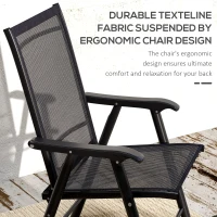 Outsunny 4-Piece Folding Chair Set for Relaxing on Patio Balcony Garden, Comfortable Outdoor Furniture with Armrests, Black(m-4)