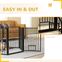 PawHut 6 Panels Dog Playpen, Foldable Portable Pet Playpen with Door, for Small & Medium Dogs, 30"H(m-9)