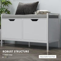 HOMCOM Shoe Storage Bench with Seat Cushion, Shoe Cabinet for Hallway, Entryway Bench, Supports 352lbs, White(m-6)