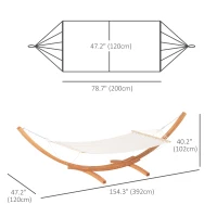 Outsunny 13' Patio Hammock with Stand, Outdoor Arch Wooden Hammock Bed, Camping Hammock with Straps and Hooks, White(m-3)
