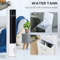 HOMCOM 3-In-1 Cooling Fan, Evaporative Air Cooler with 52° Oscillation, Ice Packs, Remote, 12H Timer, 3 Modes, 3 Speeds, White(m-9)