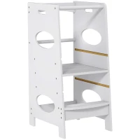 HOMCOM Kids Kitchen Stool with Adjustable Height, Counter Step Stool for Toddlers for Kids, Grey(m-1)