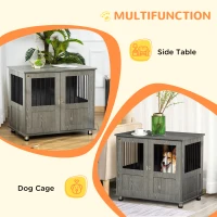 PawHut Dog Crate Furniture with Lockable Magnetic Door, Adjustable feet for Small & Medium Dogs, Indoor Use, Grey(m-5)
