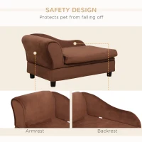 PawHut Pet Sofa Dog Couch Chaise Lounge Pet Bed with Storage Function Small Sized Dog Various Cat Sponge Cushioned Bed Lounge, Brown(m-6)