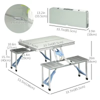 Outsunny Picnic Table Junior Folding Camping Table Set Portable Camping Garden BBQ Party, Silver(m-3)