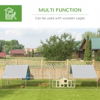 PawHut Chicken Run Walk-In Metal Chicken Coop, 3 Rooms Galvanized Poultry Cage Outdoor with Waterproof UV-Protection Cover for Rabbits, Ducks, 9.8' x 26.2'(m-5)