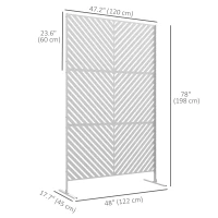 Outsunny 6.5FT Decorative Outdoor Divider, Metal Privacy Screen with Stand, Triangle Style, White(m-3)