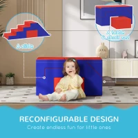 Qaba 2-Piece Soft Play Kids Foam Play Se for Crawl and Climb, Dark Blue(m-6)