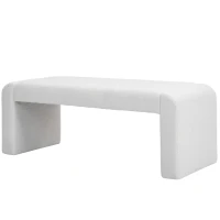 HOMCOM Upholstered Bedroom Bench, Boucle End of Bed Bench, Modern U-Shaped Entryway Bench, 47 x 18 x 18 Inches, White(m-2)