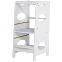 HOMCOM Kids Kitchen Stool with Adjustable Height, Counter Step Stool for Toddlers for Kids, Grey(m-11)