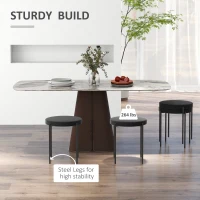 HOMCOM Backless Round Dining Chairs, Modern Stacking Stools Set of 4, Kitchen Chairs with Metal Legs, Black(m-4)