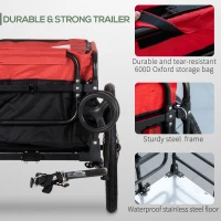 Aosom Bike Cargo Trailer & Wagon Cart, Multi-Use Garden Cart with Removable Box, 20'' Big Wheels, Reflectors, Hitch and Handle, Red(m-10)