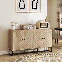 HOMCOM Sideboard Buffet Cabinet with 2 Adjustable Shelves and Steel Base, TV Stand, Coffee Bar Cabinet for Living Room, Oak(m-1)