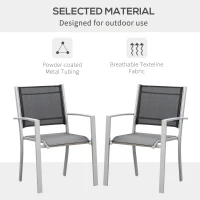 Outsunny Set of 2 Patio Dining Chair Outdoor Mesh Seat Heavy Duty Stackable Garden Bistro Chairs Yard Home Furniture Silver(m-5)