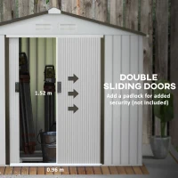 Outsunny 7'x 4'x 6' Garden Tool Shed Metal Storage Shed w/ Foundation Kit and Double Doors Silver(m-5)