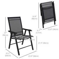 Outsunny 4-Piece Folding Chair Set for Relaxing on Patio Balcony Garden, Comfortable Outdoor Furniture with Armrests, Black(m-3)
