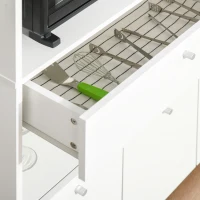 HOMCOM Compact Kitchen Pantry Cabinet Server Hutch Storage Buffet with Microwave Oven Stand Drawer and Shelves, White(m-11)