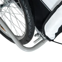 Aosom Child Bike Trailer Kid Bicycle Trailer with Adjustable Handlebar 2-Seater Grey and Black(m-10)