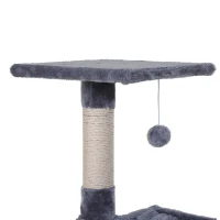 PawHut 27.5" Cat Tree Tower Kitten House Condo Furniture Hammock Bed with Natural Sisal Scratching Post Teasing Toy, Light Grey(m-7)