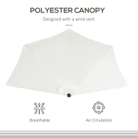 Outsunny 9ft Half Patio Umbrella Round Balcony Umbrella Waterproof Window Sun Shade w/ 5 Ribs Beige(m-7)