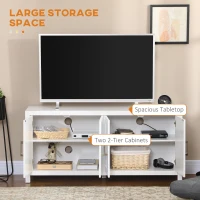HOMCOM Sideboard Cabinet Buffets Table with Barn Style Doors TV Cabinet Stand for TVs up to 65" with 4 Cable Holes White(m-4)