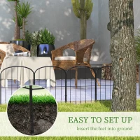 Outsunny 4 Pack Garden Fencing Border, Decorative Fence 4 Panels, Flower Edging Animal Barrier for Outdoor, Patio, Arched, Black(m-4)