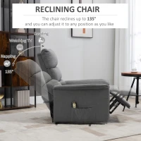 HOMCOM Lift Chair for Elderly, Power Chair Recliner with Remote Control, Side Pockets for Living Room, Dark Grey(m-5)