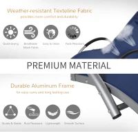 Outsunny Aluminum Frame Outdoor Lounge Chair, Portable Tanning Chair with Armchair & Removable Headrest Pillow for Garden Patio Outside, Blue(m-7)