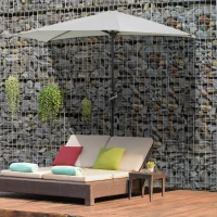 Outsunny 9ft Half Patio Umbrella Round Balcony Umbrella Waterproof Window Sun Shade w/ 5 Ribs Beige(m-8)