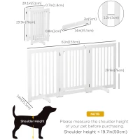 PawHut Free Standing Wood Pet Gate Indoor Dog Barrier 3 Panel Folding Z Shape Doorway(m-3)