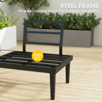 Outsunny 2 Seater Patio Sofa, Outdoor Sofa Couch with Wood Grain Side Tray and Cushions for Balcony, Backyard, Grey(m-7)