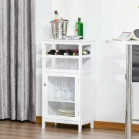 HOMCOM Wine Cabinet with 4 Bottle Wine Rack, Open Shelf, Acrylic Door Cabinet with Adjustable Shelf for Home Bar, White(m-1)