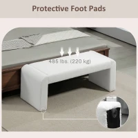 HOMCOM Upholstered Bedroom Bench, Boucle End of Bed Bench, Modern U-Shaped Entryway Bench, 47 x 18 x 18 Inches, White(m-6)