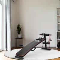 Soozier Sit Up Bench Core Workout Adjustable Strength Training Bench Thigh Support For Home Gym Exercise Black/Red(m-1)